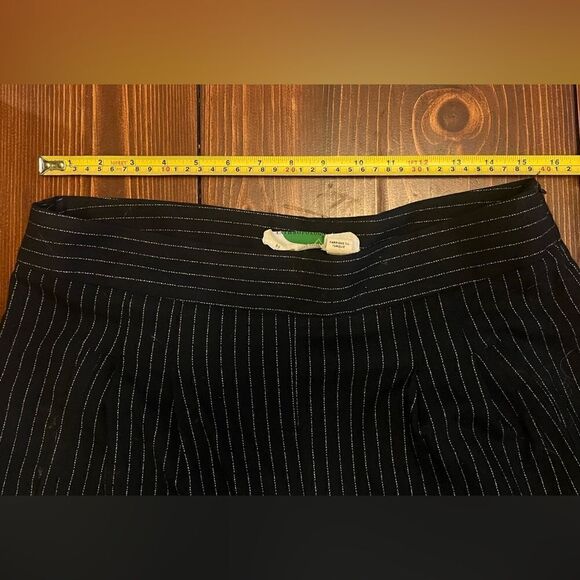 Anthropologie Striped Pleated Crop Trousers Sz 12 Black White Stripes Pockets - Picture 6 of 12